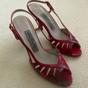 EVAN PICONE Red Snake Skin Design Slingback Heels size 7.5